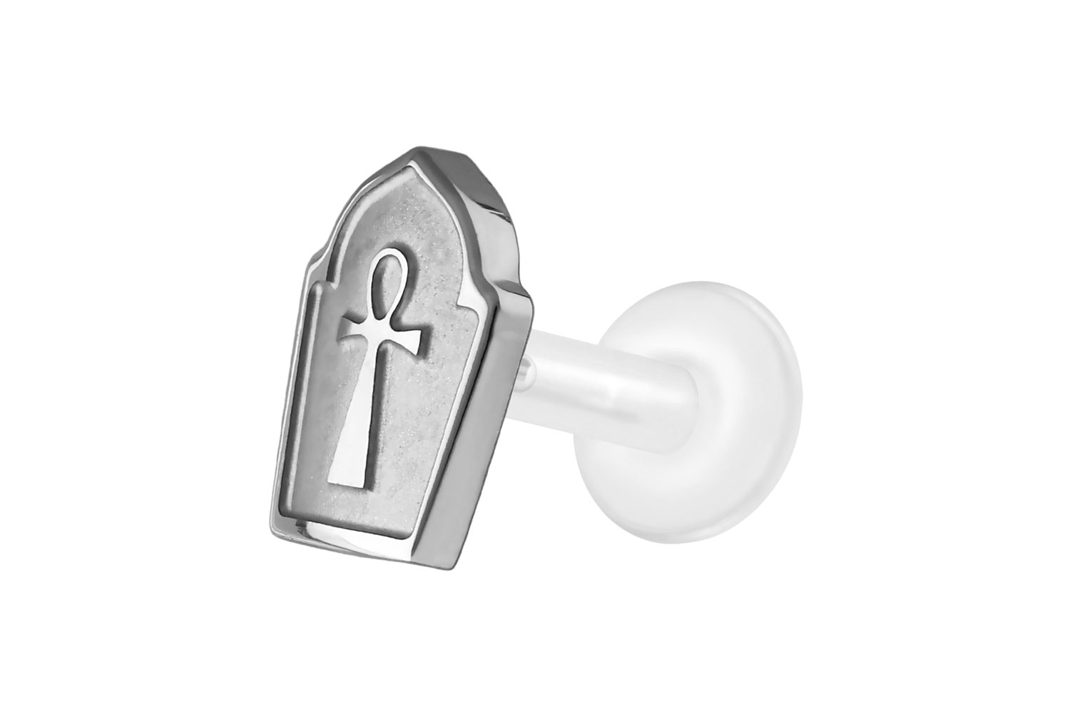 PTFE Labret Piercing mit Innengewinde + Titan-Aufsatz GRABSTEIN